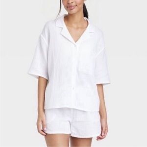 Stars Above | White Button-Up Shirt and Shorts Set | Women’s XL